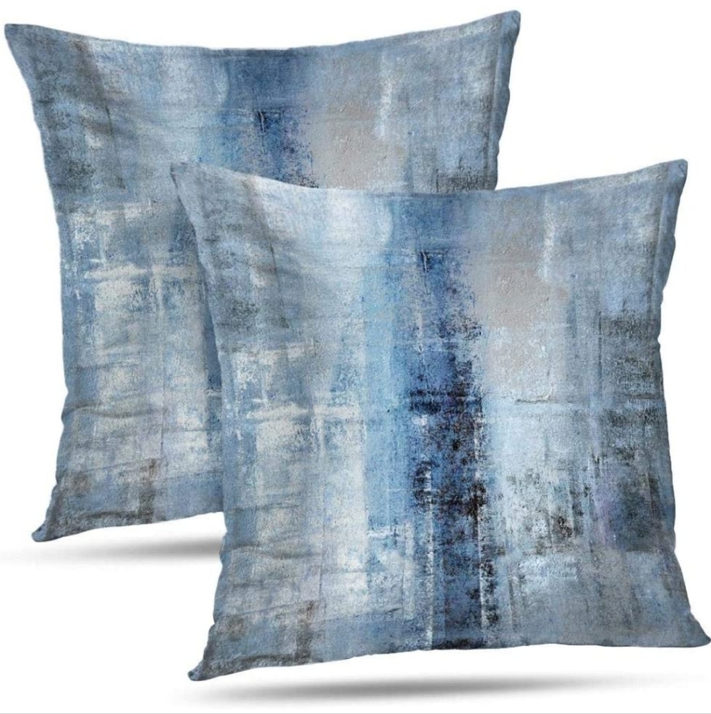 Blue and Grey Abstract Art Artwork Pillow Cover